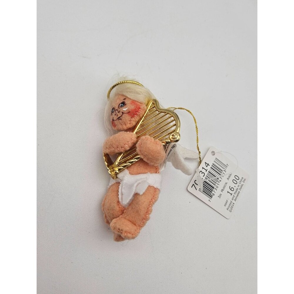 Annalee Poseable Baby Angel Holding Harp Felt Christmas Holiday Ornament